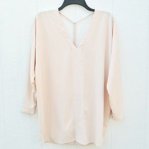 Zara Blush Cream V-Neck Dolman Sleeve Blouse